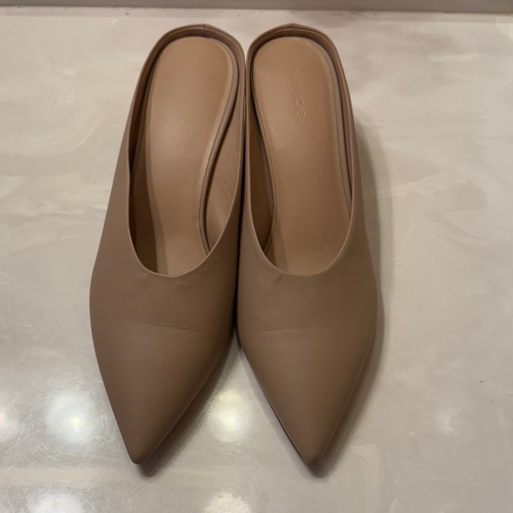 Vince Women's Taupe Leather Mules - Picture 2 of 7